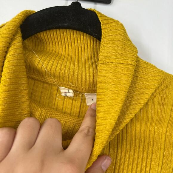 Moth by Anthropologie Yellow Ribbed Turtleneck Long Sleeve Sweater - Picture 3 of 6